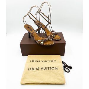 Louis Vuitton LV Damier Ebene Patent Heels Sandals EU 40 US 10